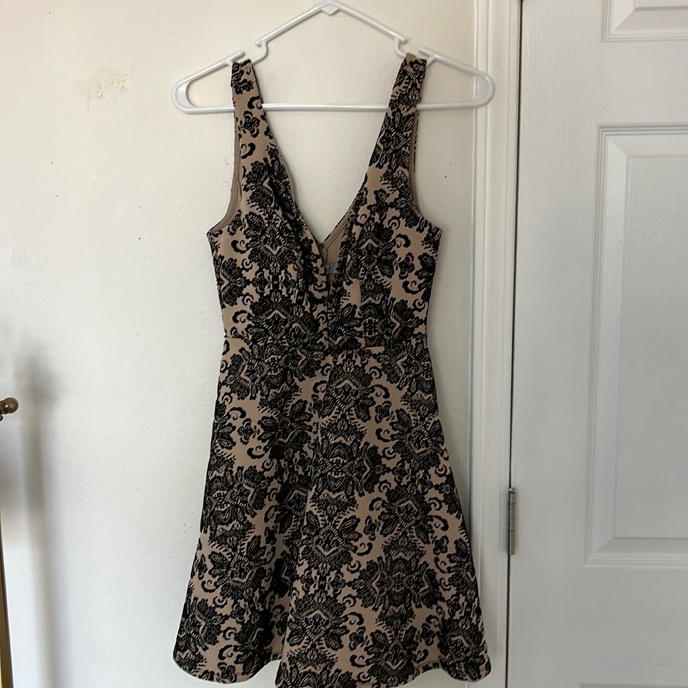 Tan and Black Velvet lace dress